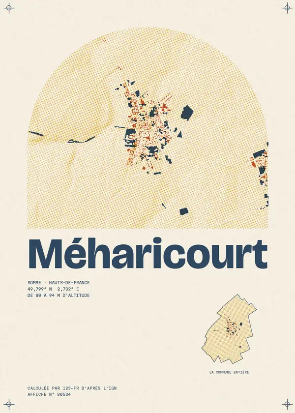 Affiche de Méharicourt, calculée par 123-fr d'après l'IGN