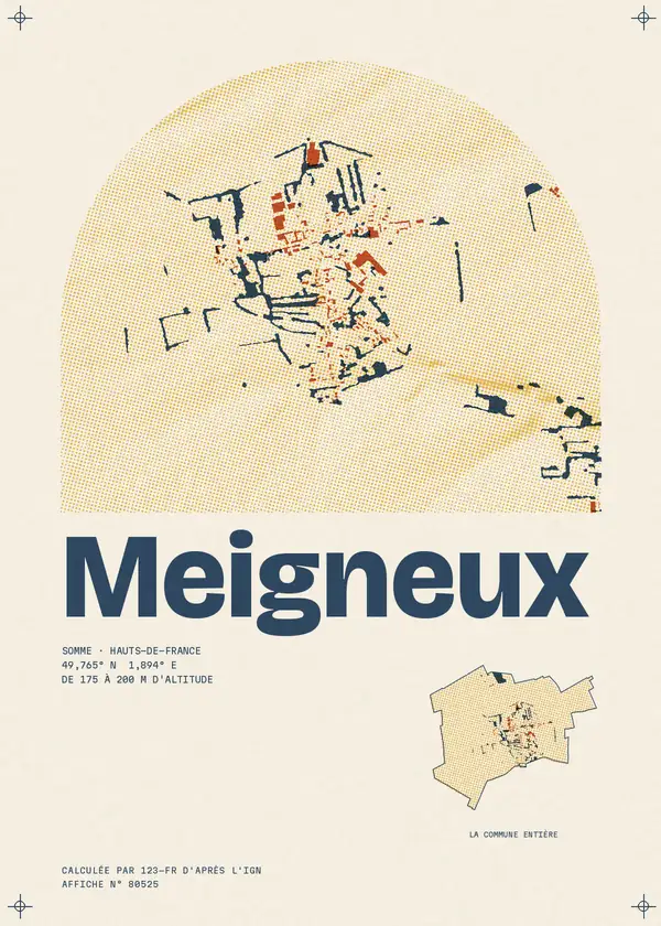 Affiche de Meigneux, calculée par 123-fr d'après l'IGN