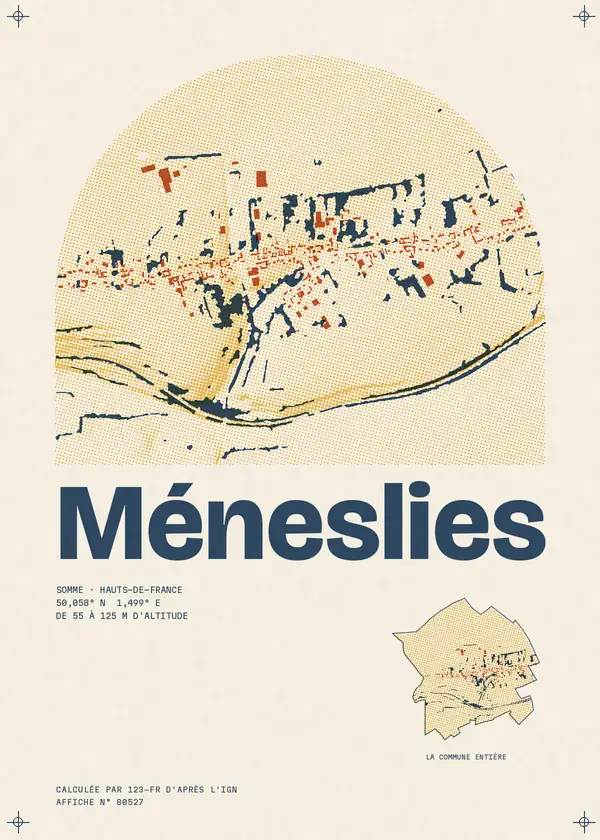 Affiche de Méneslies, calculée par 123-fr d'après l'IGN