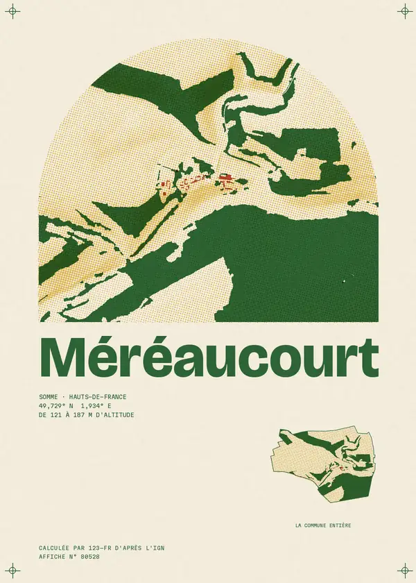 Affiche de Méréaucourt, calculée par 123-fr d'après l'IGN