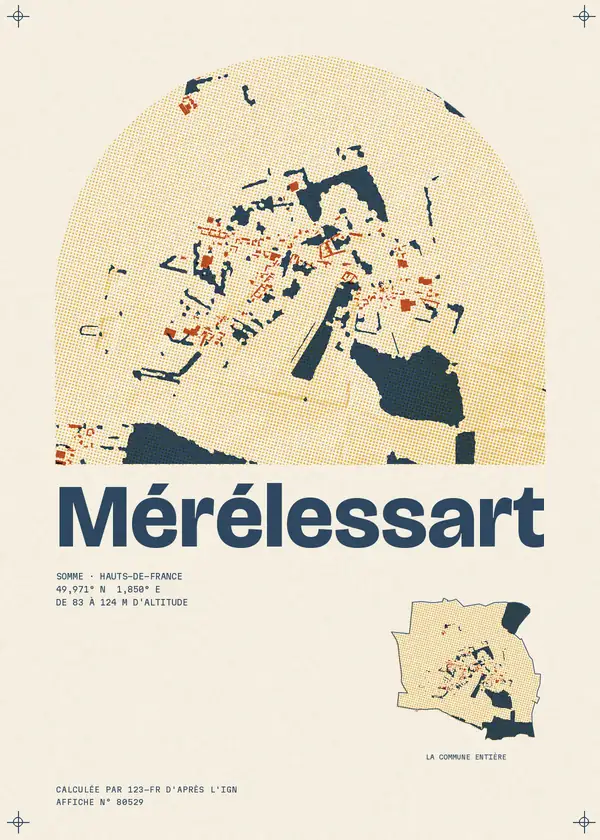 Affiche de Mérélessart, calculée par 123-fr d'après l'IGN