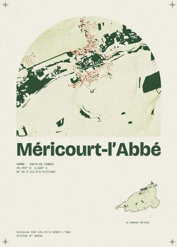 Affiche de Méricourt-l'Abbé, calculée par 123-fr d'après l'IGN