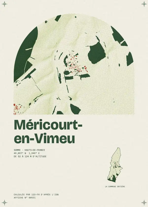 Affiche de Méricourt-en-Vimeu, calculée par 123-fr d'après l'IGN