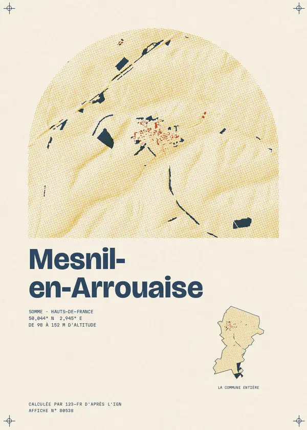 Affiche de Mesnil-en-Arrouaise, calculée par 123-fr d'après l'IGN