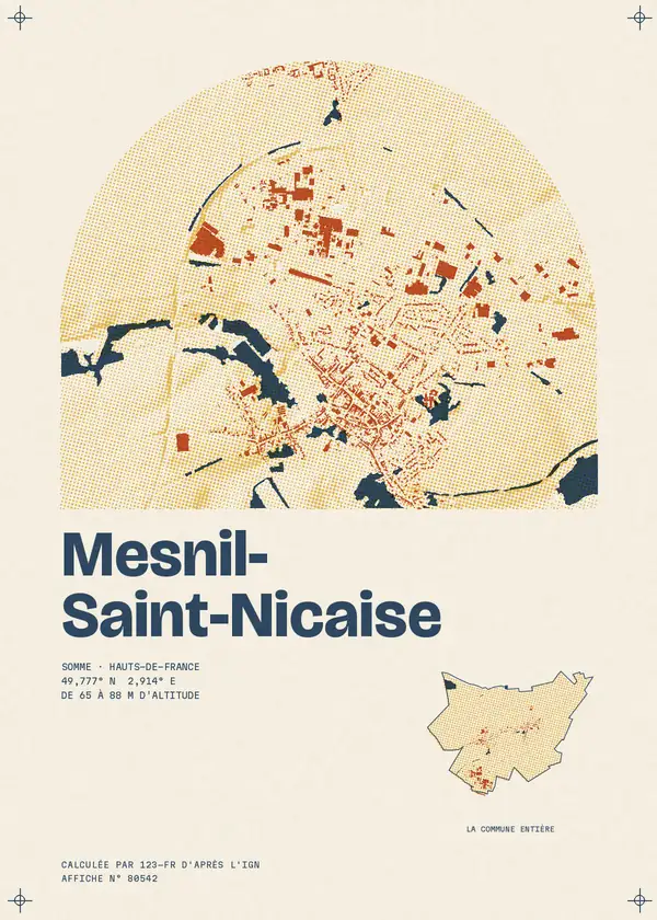 Affiche de Mesnil-Saint-Nicaise, calculée par 123-fr d'après l'IGN