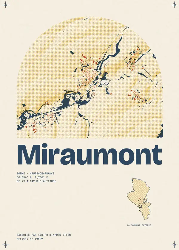 Affiche de Miraumont, calculée par 123-fr d'après l'IGN