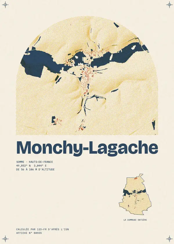 Affiche de Monchy-Lagache, calculée par 123-fr d'après l'IGN
