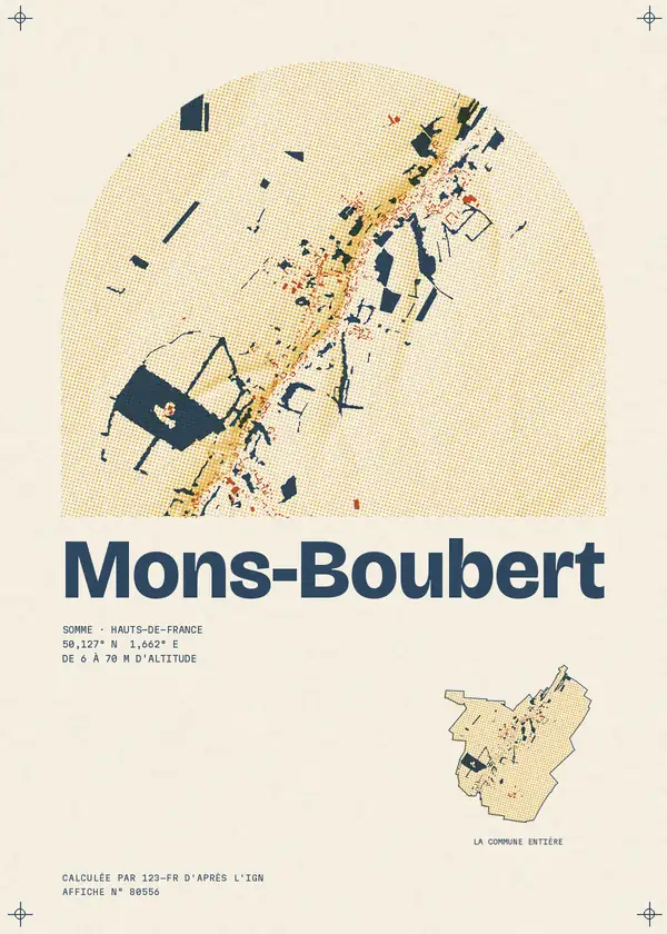 Affiche de Mons-Boubert, calculée par 123-fr d'après l'IGN