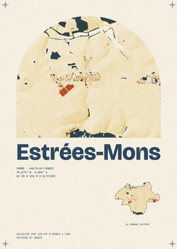 Affiche de Estrées-Mons, calculée par 123-fr d'après l'IGN