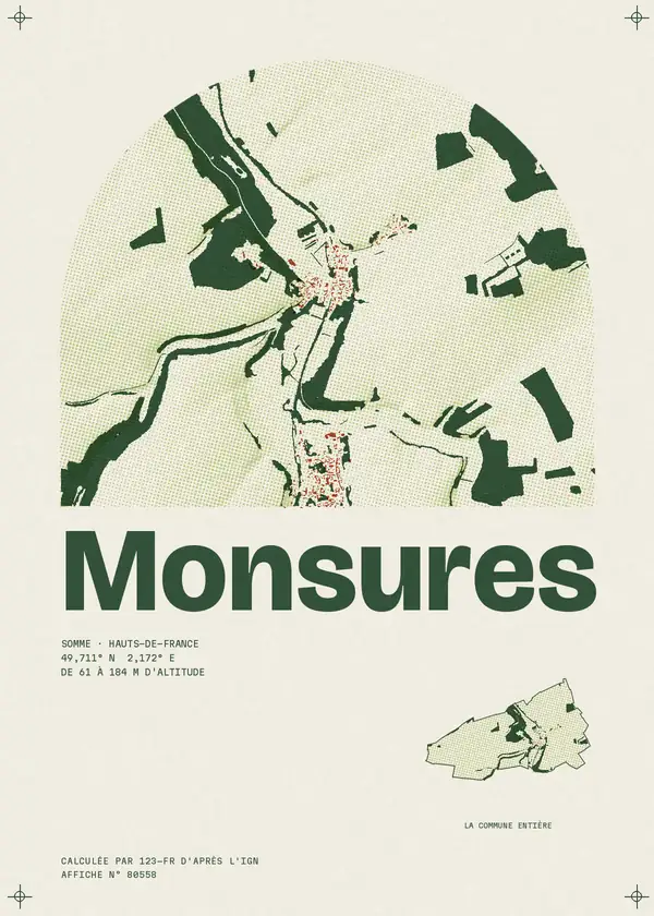 Affiche de Monsures, calculée par 123-fr d'après l'IGN