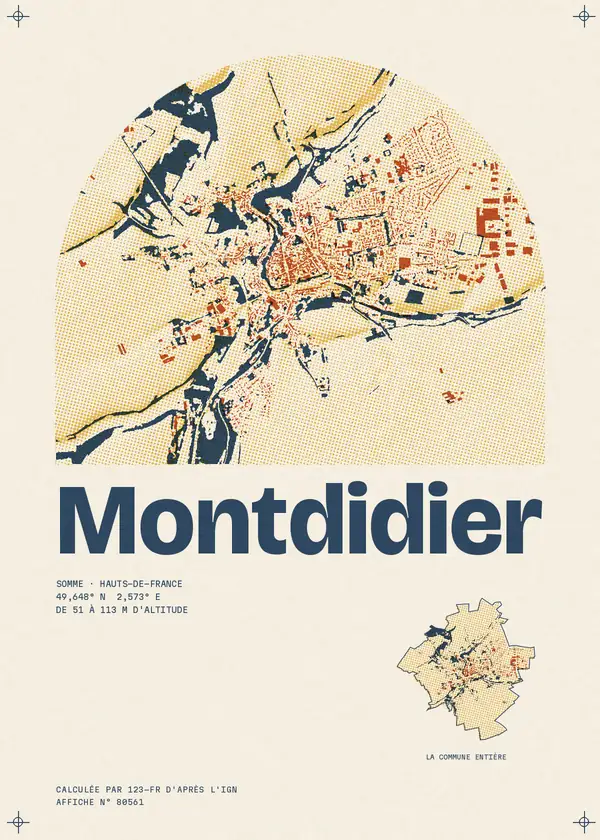 Affiche de Montdidier, calculée par 123-fr d'après l'IGN