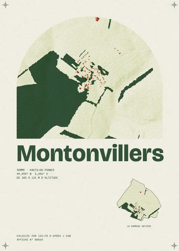 Affiche de Montonvillers, calculée par 123-fr d'après l'IGN