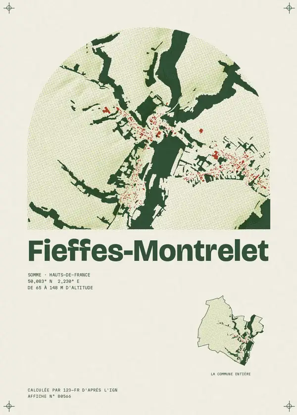 Affiche de Fieffes-Montrelet, calculée par 123-fr d'après l'IGN