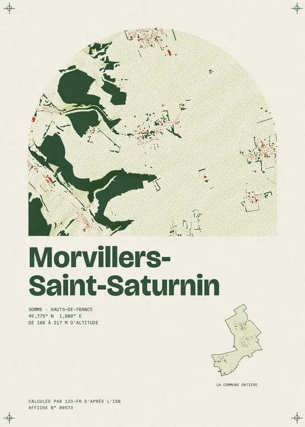 Affiche de Morvillers-Saint-Saturnin, calculée par 123-fr d'après l'IGN
