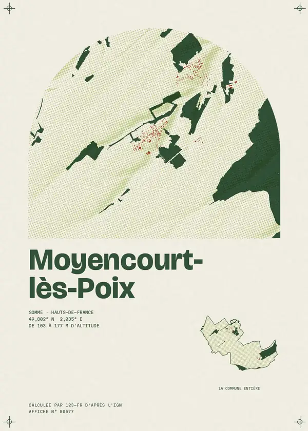 Affiche de Moyencourt-lès-Poix, calculée par 123-fr d'après l'IGN