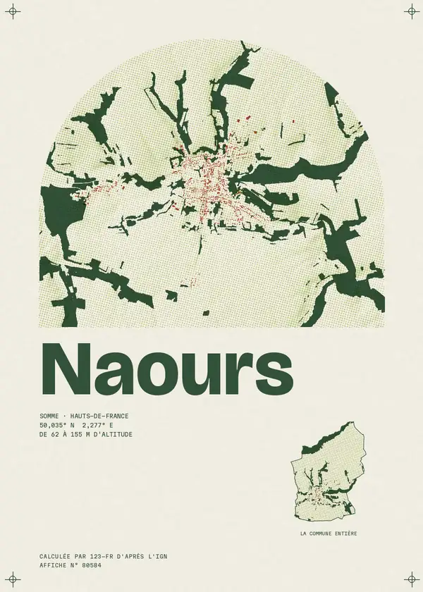 Affiche de Naours, calculée par 123-fr d'après l'IGN