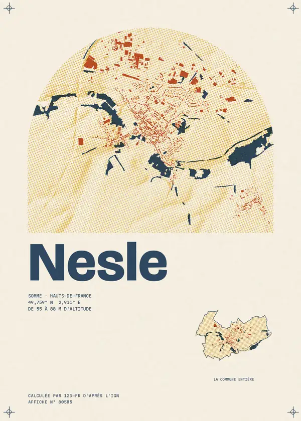 Affiche de Nesle, calculée par 123-fr d'après l'IGN