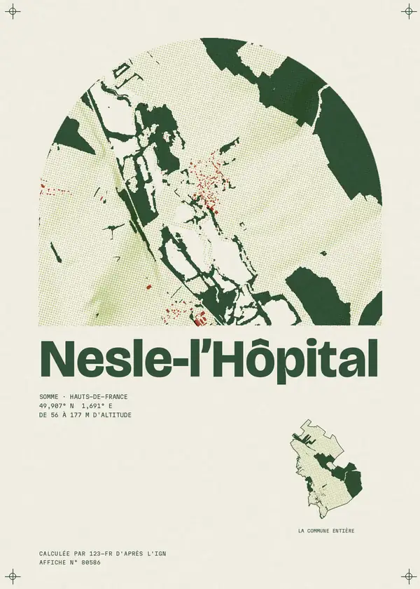 Affiche de Nesle-l'Hôpital, calculée par 123-fr d'après l'IGN