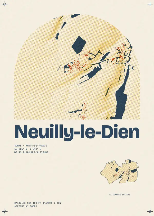 Affiche de Neuilly-le-Dien, calculée par 123-fr d'après l'IGN