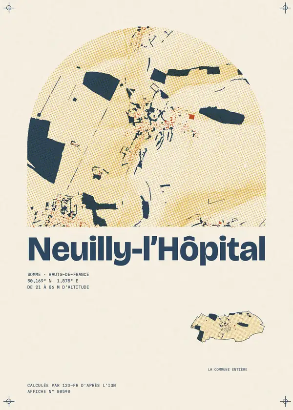 Affiche de Neuilly-l'Hôpital, calculée d'après l'IGN