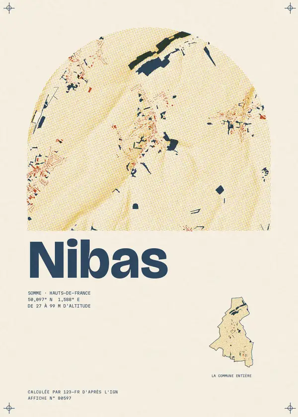 Affiche de Nibas, calculée par 123-fr d'après l'IGN