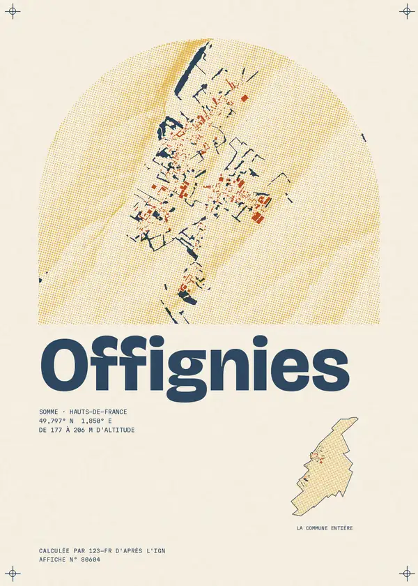 Affiche de Offignies, calculée par 123-fr d'après l'IGN