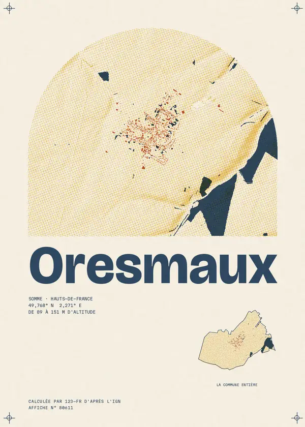 Affiche de Oresmaux, calculée par 123-fr d'après l'IGN