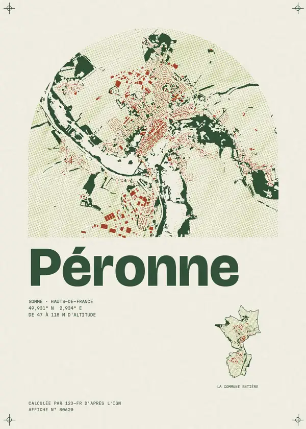 Affiche de Péronne, calculée par 123-fr d'après l'IGN