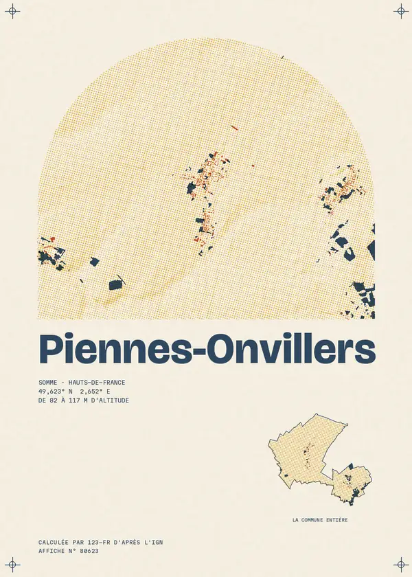 Affiche de Piennes-Onvillers, calculée par 123-fr d'après l'IGN