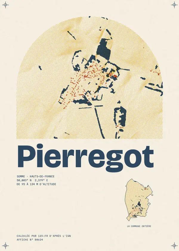 Affiche de Pierregot, calculée par 123-fr d'après l'IGN