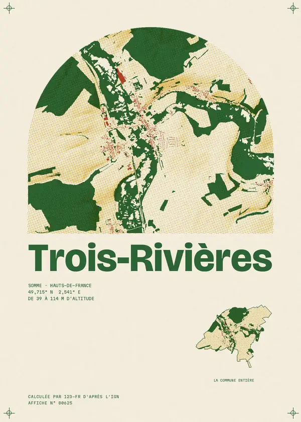 Affiche de Trois-Rivières, calculée par 123-fr d'après l'IGN