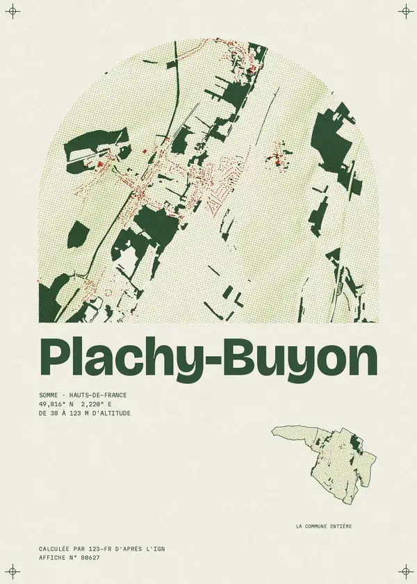 Affiche de Plachy-Buyon, calculée par 123-fr d'après l'IGN