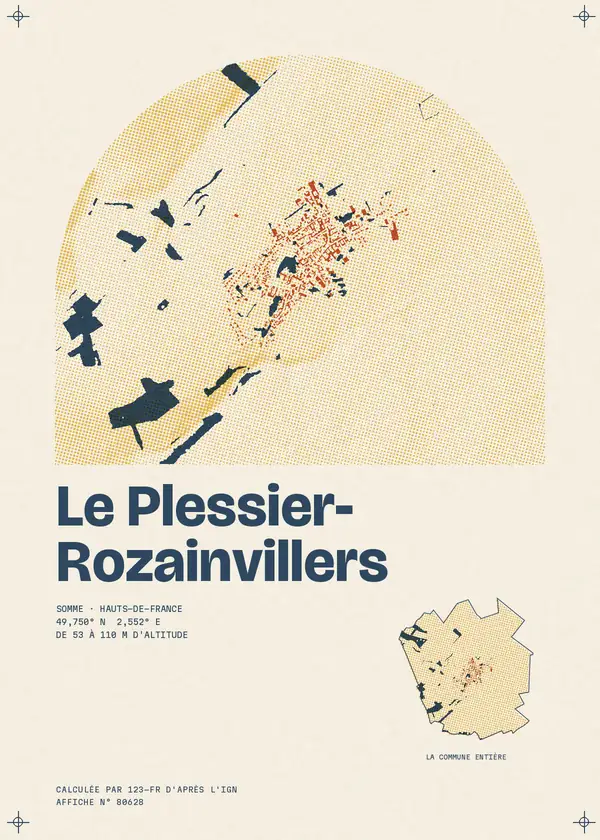 Affiche de Le Plessier-Rozainvillers, calculée par 123-fr d'après l'IGN