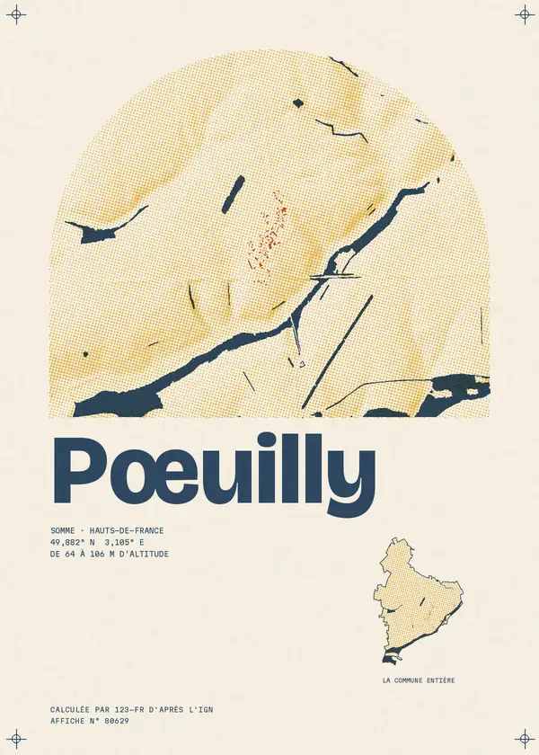 Affiche de Pœuilly, calculée par 123-fr d'après l'IGN