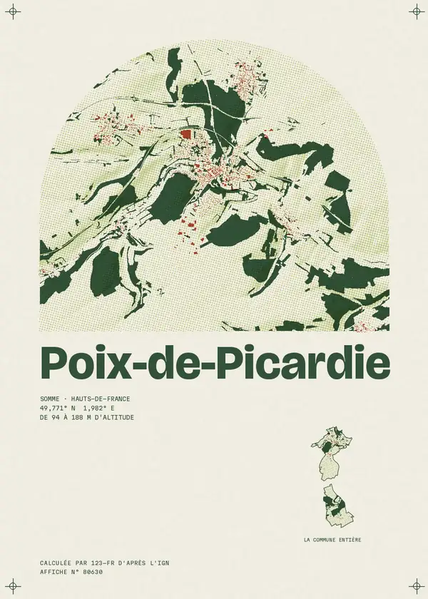Affiche de Poix-de-Picardie, calculée par 123-fr d'après l'IGN