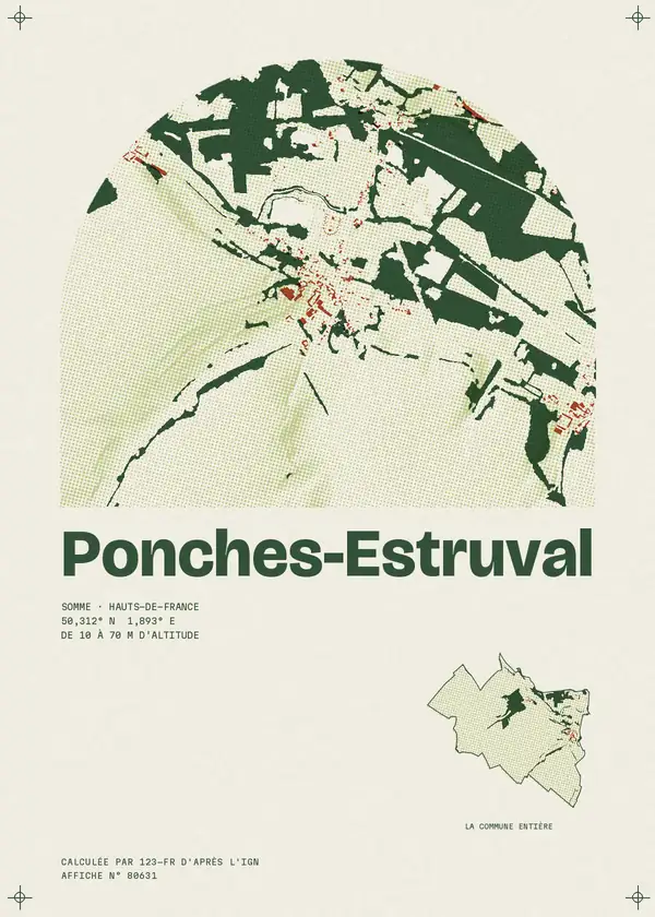 Affiche de Ponches-Estruval, calculée par 123-fr d'après l'IGN
