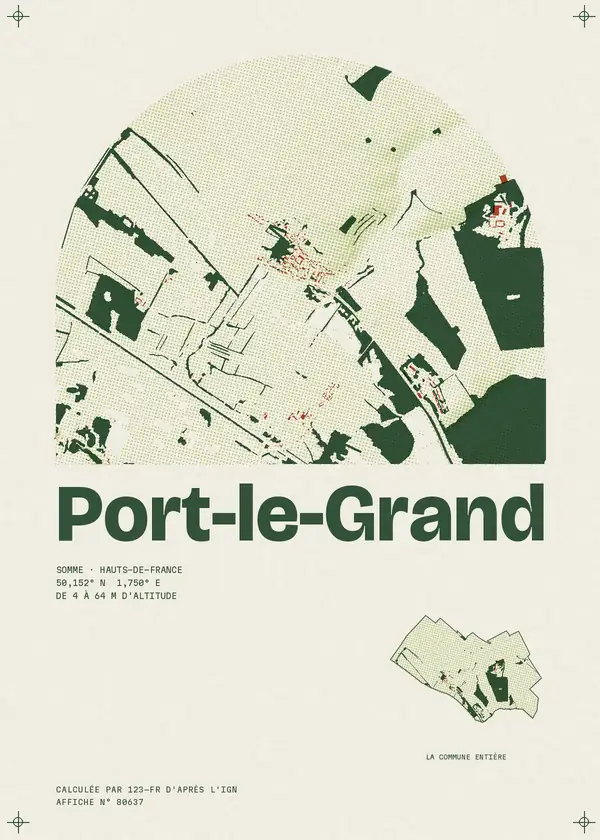 Affiche de Port-le-Grand, calculée par 123-fr d'après l'IGN