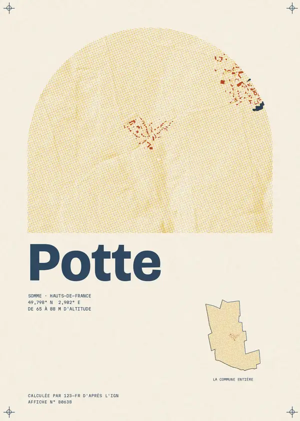 Affiche de Potte, calculée par 123-fr d'après l'IGN