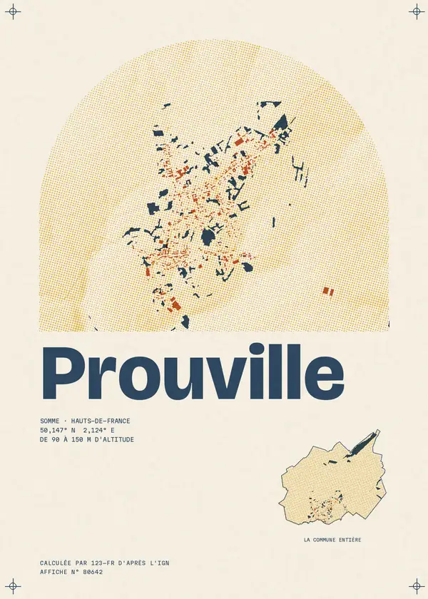 Affiche de Prouville, calculée par 123-fr d'après l'IGN