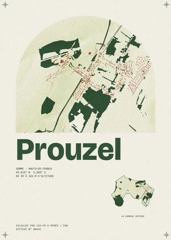 Affiche de Prouzel, calculée par 123-fr d'après l'IGN