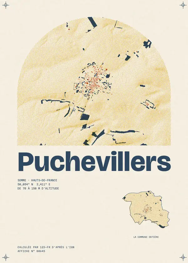 Affiche de Puchevillers, calculée par 123-fr d'après l'IGN