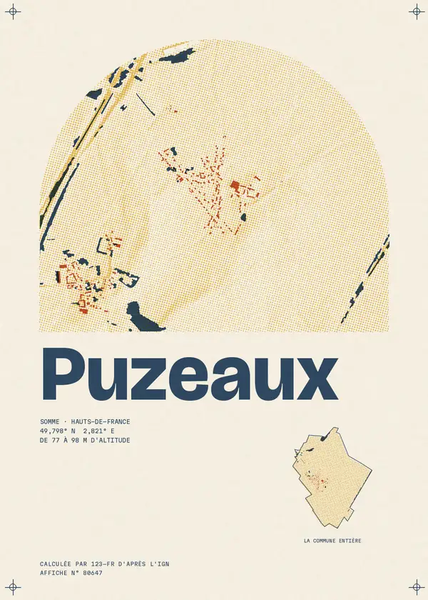 Affiche de Puzeaux, calculée par 123-fr d'après l'IGN