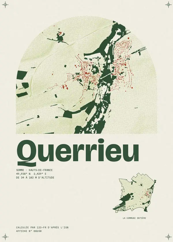 Affiche de Querrieu, calculée par 123-fr d'après l'IGN