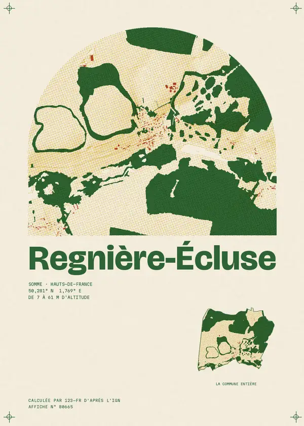 Affiche de Regnière-Écluse, calculée par 123-fr d'après l'IGN