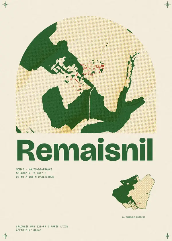 Affiche de Remaisnil, calculée par 123-fr d'après l'IGN