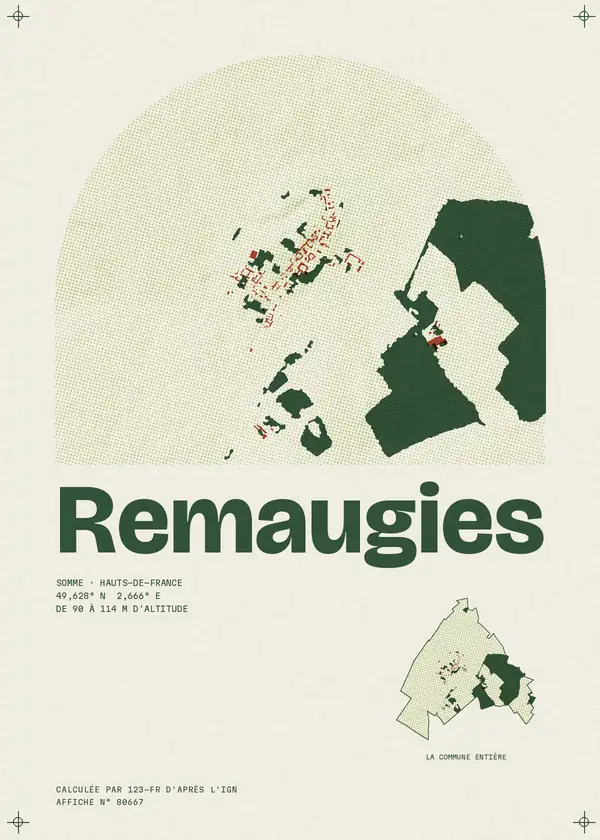 Affiche de Remaugies, calculée par 123-fr d'après l'IGN