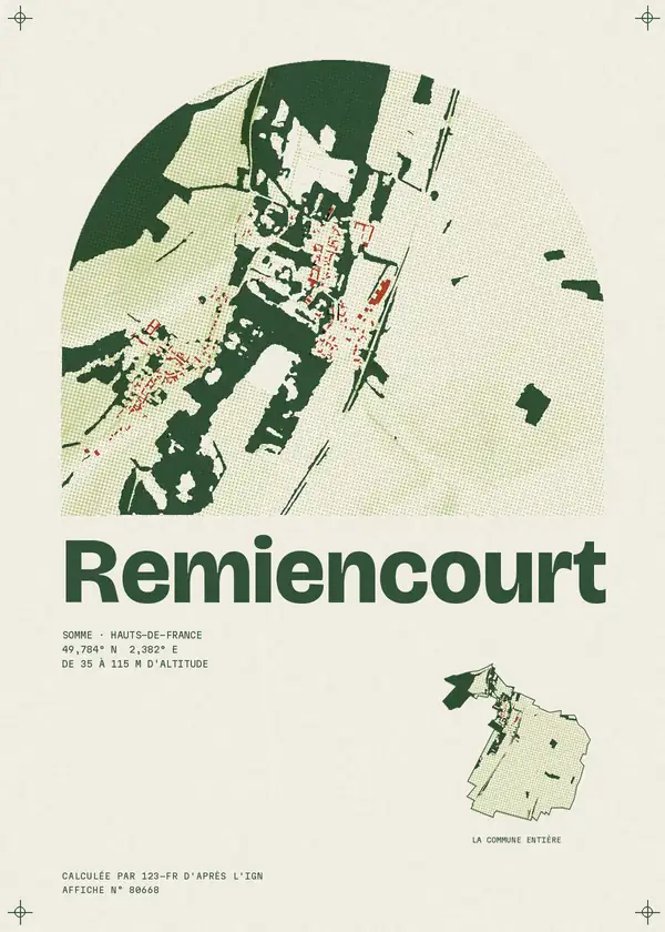 Affiche de Remiencourt, calculée par 123-fr d'après l'IGN
