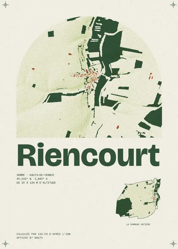 Affiche de Riencourt, calculée par 123-fr d'après l'IGN