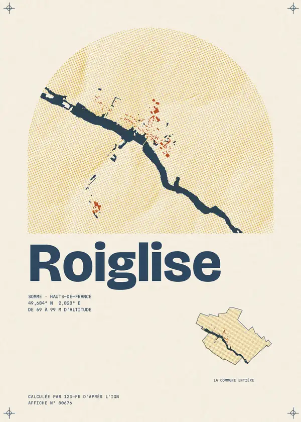 Affiche de Roiglise, calculée par 123-fr d'après l'IGN