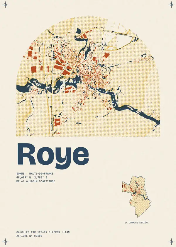 Affiche de Roye, calculée par 123-fr d'après l'IGN